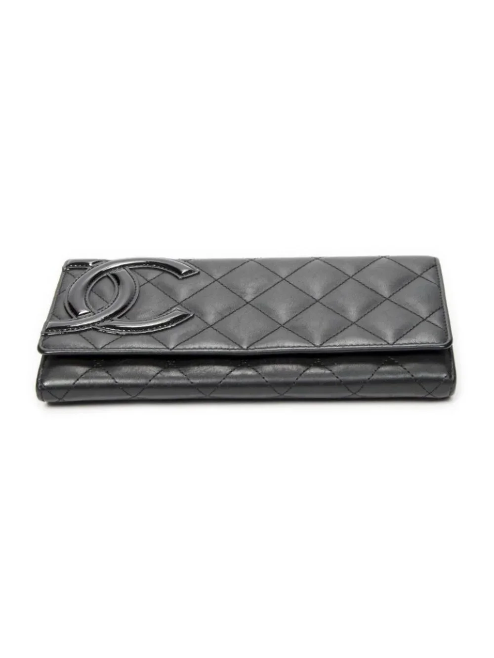 Chanel Cambon Ligne Continental Wallet Black Quilted Lambskin Leather